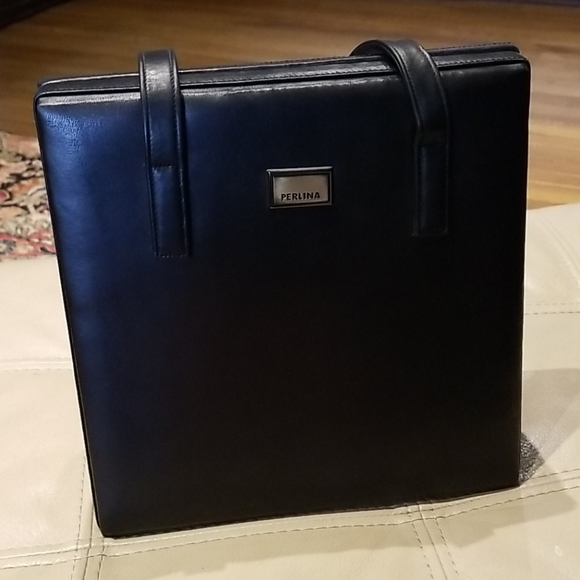 Perlina black hard "A" frame leather handbag - Picture 2 of 7